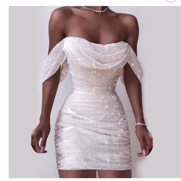 Haykey Dresses & Skirts - Haykey Sexy off the Shoulder Sparkle Dress
